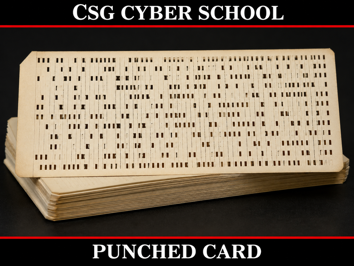 Early punched cards used for computer input and output, featured in CSG Cyber School's computer fundamentals lesson